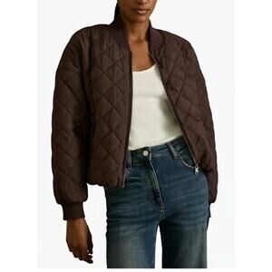 Guess Sonia Puffer Bomber Jacket Women’s M Reddish Brown Y2K Crop